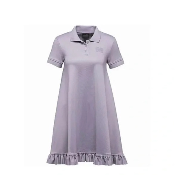Fenty Puma by Rihanna lavender purple polo swing dress ruffle hem size small - Picture 2 of 12